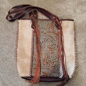 NWT Myra Bags beautiful western tote bag, hair on and tooled
